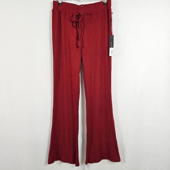 NWT Carbon38 Brushed Ribbed Flare Pants in Rum Wine - Size M - Picture 2 of 12